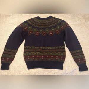 Vintage Boston traders men’s chunky knit fair isle  crew neck sweater size M